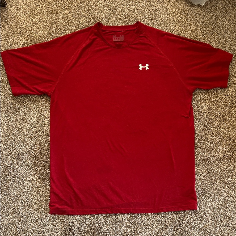 Under Armour Red Short Sleeve Performance Tee with White Logo